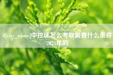 绥化中控证怎么考取需要什么条件2024年的
